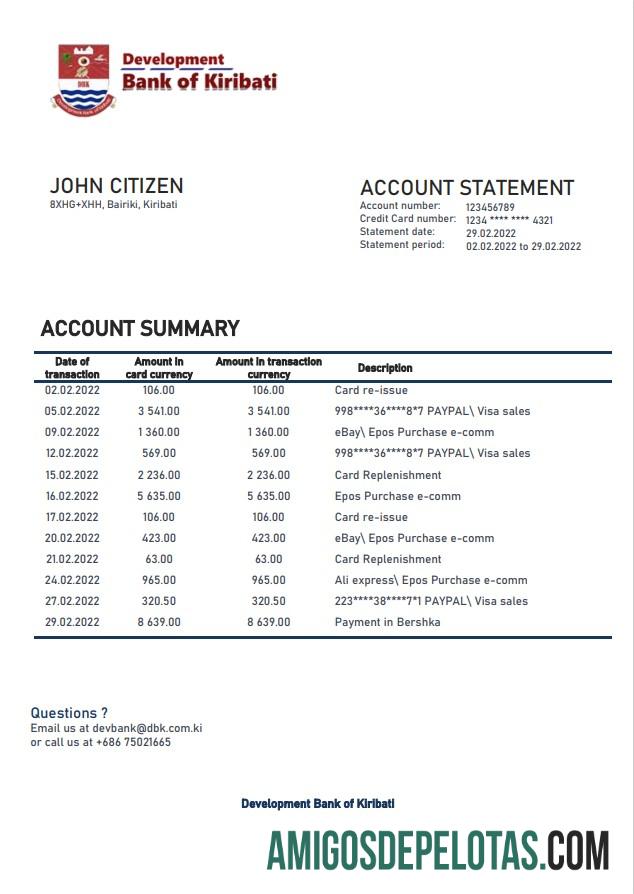 Banco de Desenvolvimento Kiribatila de Kiribati Modelvere
